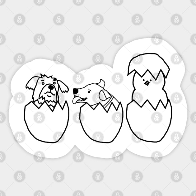 Easter Eggs with Puppy Dogs and Chicken Minimal Sticker by ellenhenryart